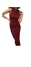 JOLIE & JOY TEXTURED MIDI DRESS MOCK NECK WOMEN SLEEVELESS RED COLOR SIZE MEDIUM
