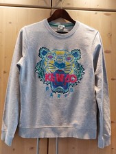 Sweatshirt von Kenzo Paris, Gr. S, grau/bunt, Tigerkopf
