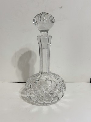 Pristine Tudor England Cut Crystal Large Ship s Decanter With Stopper SIGNED