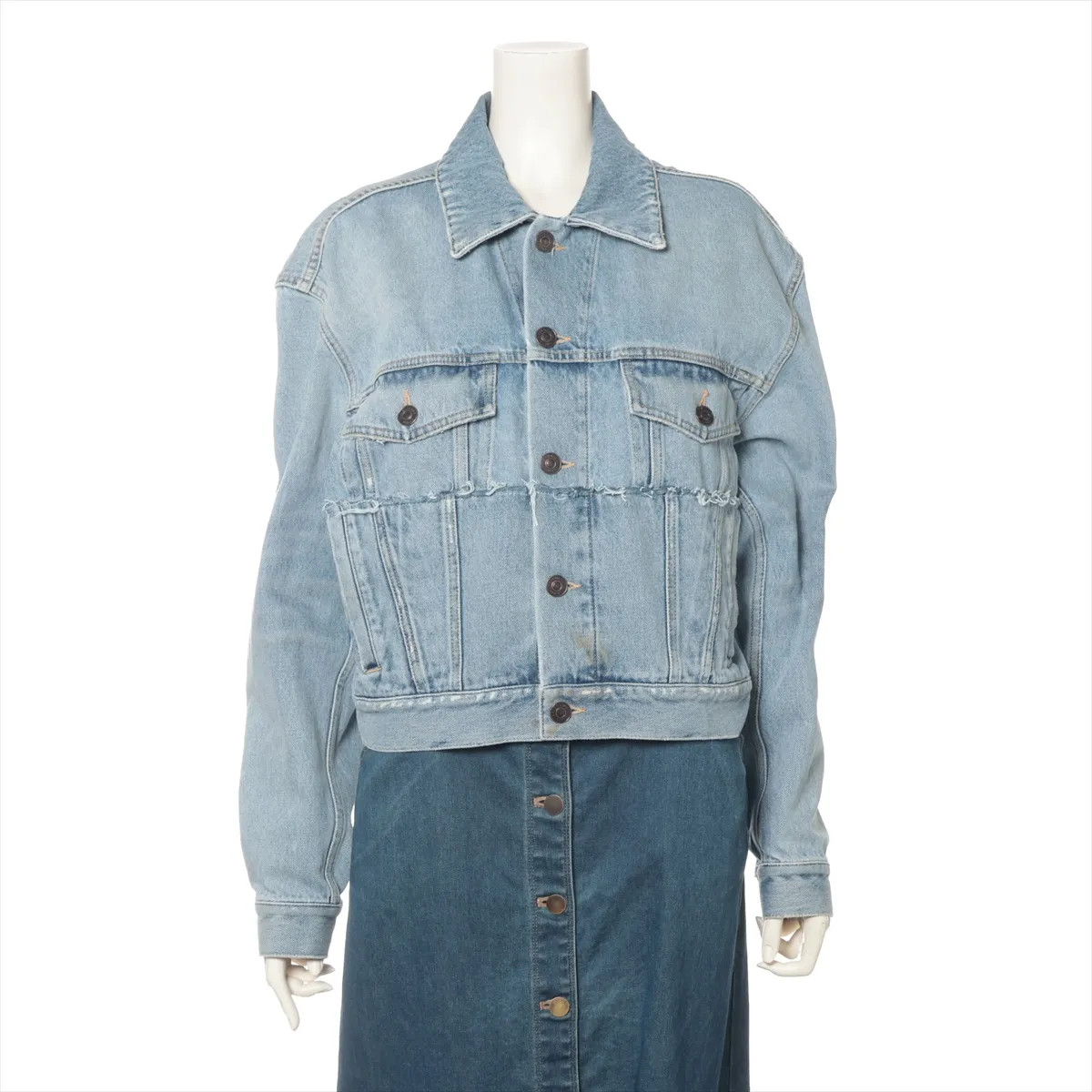 Balenciaga 24 years Cotton Denim Jacket 34 Ladies' Blue  834010 Damage processin