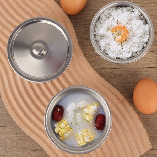 1Pcs 304 Stainless Steel Steamed Egg Bowl with Lid Children Bow Rice Bow - Picture 8 of 11