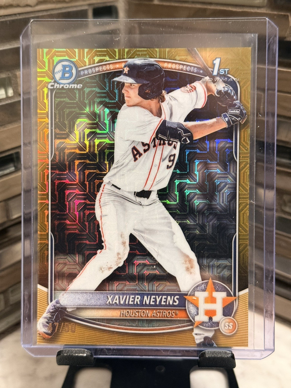 2025 BOWMAN CHROME DRAFT MEGA XAVIER NEYENS 1ST GOLD MOJO  /50 HOUSTON ASTROS 🔥