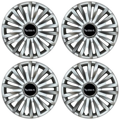 Radkappen 15'' Satz 4 Stk. silber + Nabenkappen SOVA-PL - K313