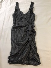 Isabel Marant Etoile Dress Womens Size 36 Blue Gold Linen Ruffle Sleeveless Zipp