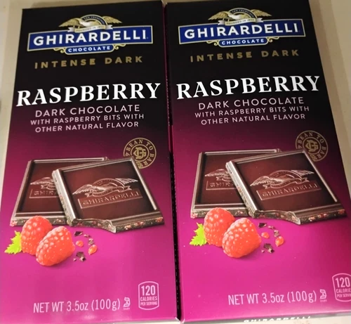 Lot of 2 Ghirardelli Intense Raspberry Dark Chocolate Candy Bar, 3.5 oz