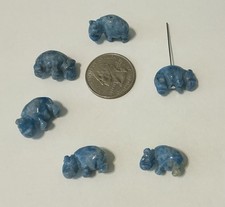 Hand Carved Denim Lapis Hippo Beads  (You are buying two beads)