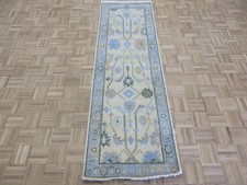 2'7 x 11'10 Runner Hand Knotted Beige Turkish Oushak Oriental Rug G16685