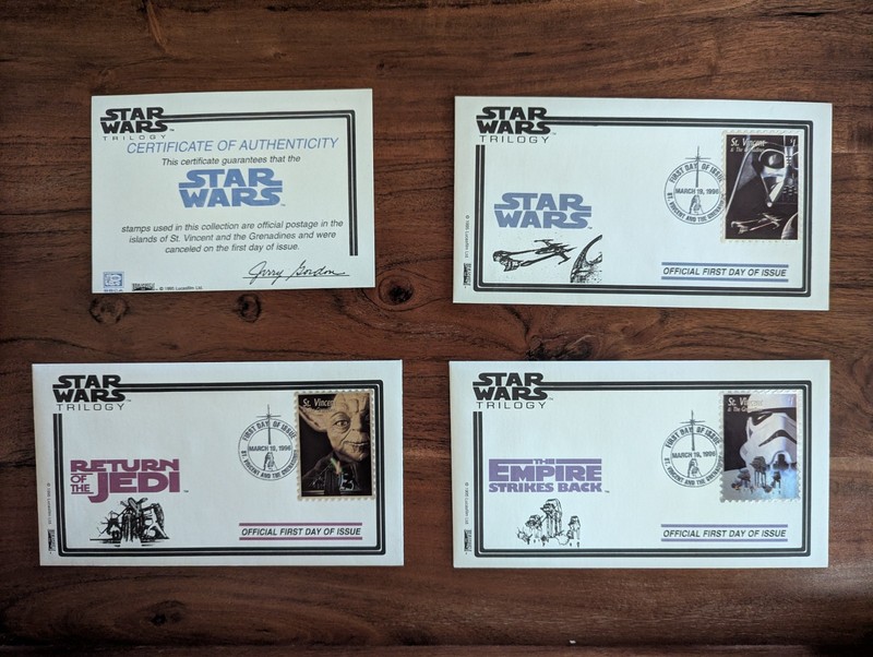 Grenadines of St. Vincent Star Wars Trilogy First Day Covers 1996 Set with COA