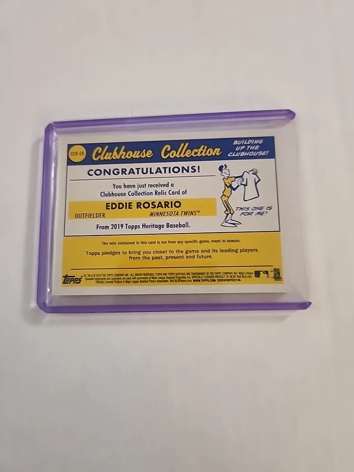2019 Topps Heritage Clubhouse Relic Gold Eddie Rosario Twins /99 Jersey Grey - Image 2 of 2