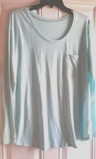 a.n.a A NEW APPROACH Tee - L - Scoop Neck, Long Slvs, Chest Pocket, Curved Hem