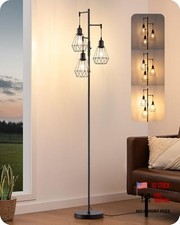 70IN Farmhouse Floor Lamps for Living Room, Dimmable Industrial Tall Black