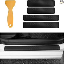 4 PCS 4D Carbon Fiber Car Door Sill Protector, Anti-Scratch Vi Color: 4D Black