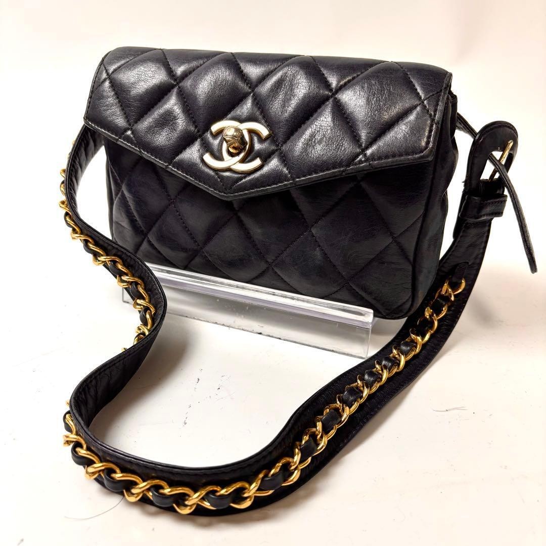 CHANEL Matelass Lambskin Turn Lock Body Bag Waist Pouch