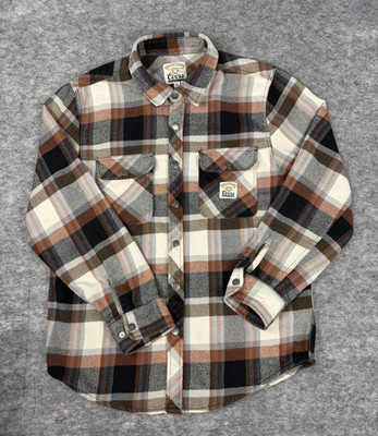 Brixton x Coors Plaid Snap Up Flannel Shirt Mens M Long Sleeve Banquet Beer