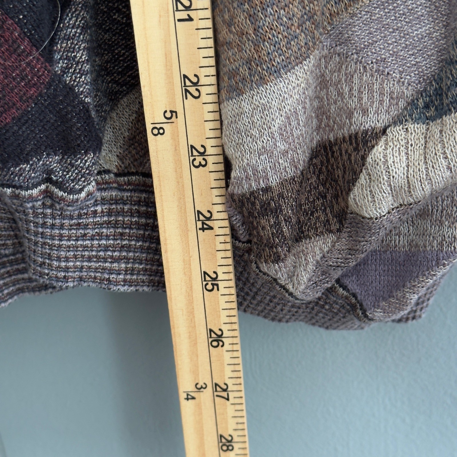 St. Croix Knits USA Sweater XL 90s Abstract Coogi Style Geometric Pattern Flaw