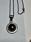 vintage used necklace 925 Italy and pendant Mexico 925 with black Onyx stone  — photo 2