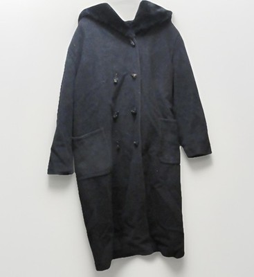 Vintage LL Bean Wool Toggle Coat Womens 20 Charcoal Gray Hood Long Lined 80s USA