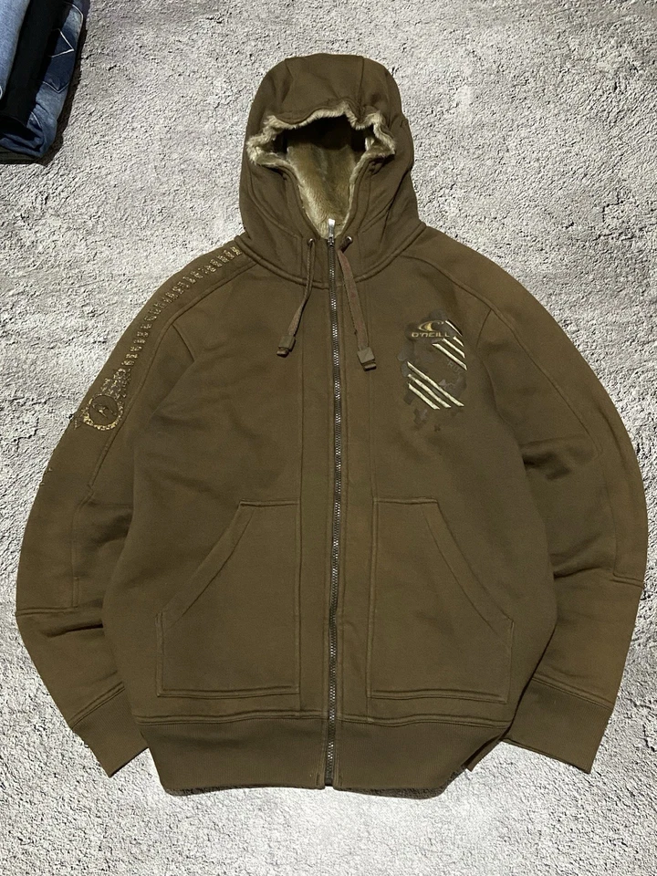 If Six Was Nine LGB Style Brown Faux Fur Lined Hoodie Archive Streetwear Y2K - Image 2 of 4