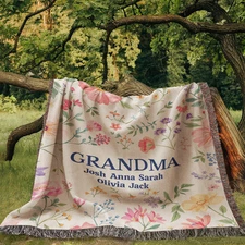 Personalized Grandma Woven Cotton Throw Blanket