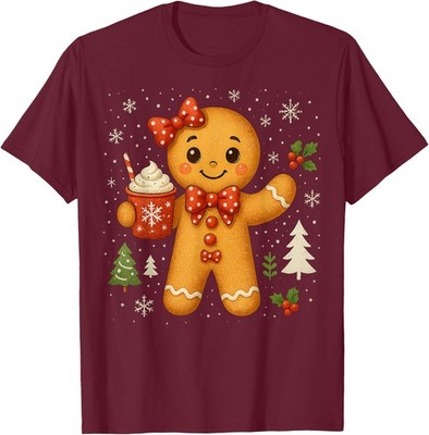 Cute Gingerbread Christmas Snow Xmas Holiday Gifts  Unisex T-Shirt