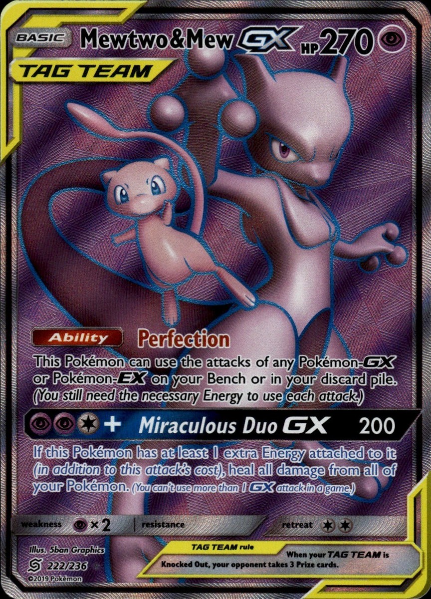Mewtwo & Mew GX (Full Art) Holofoil 222/236 Ultra Rare SM