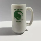 Vintage 1960s Philadelphia Eagles Milk Glass Mug  NFL Single-Bar Face Mask