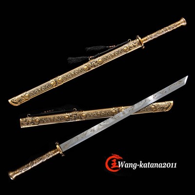 41'' Sharp Chinese Dragon Sword Double Edge Jian Manganese Steel Straight Blade