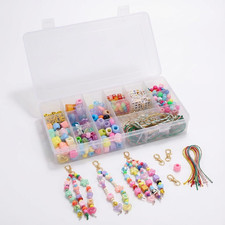 DIY Bag Charm Kit Keychain Making Kit, 421 PCS Bead Charm Set with A Z Lette