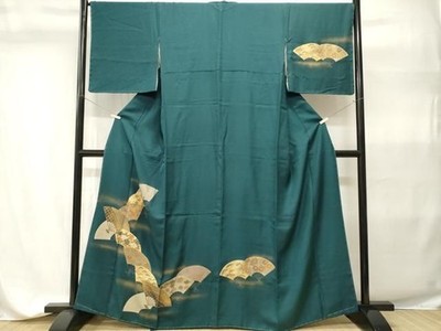 Heiwaya Kimono Visiting Kimono Embroidery Gold Silk Size 163cm Excellent