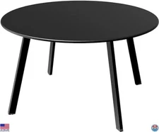 Grand Patio Large Round Steel Coffee Table - Weather-Resistant Black Outdoor