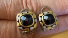 Renaissance Etruscan made with  Swarovski Earrings 2 Toned OMEGA Pierced Back — photo 1