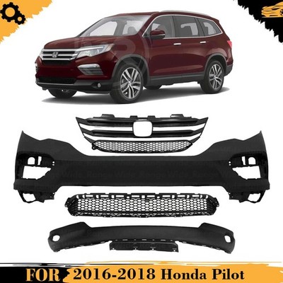 Front Bumper Cover Paintable & Grille Assembly Kit For 2016-2018 Honda Pilot