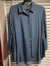 NWT New Stella  Carakasi Prime Time Tunic Mediuim Wash Blue Sz Large
