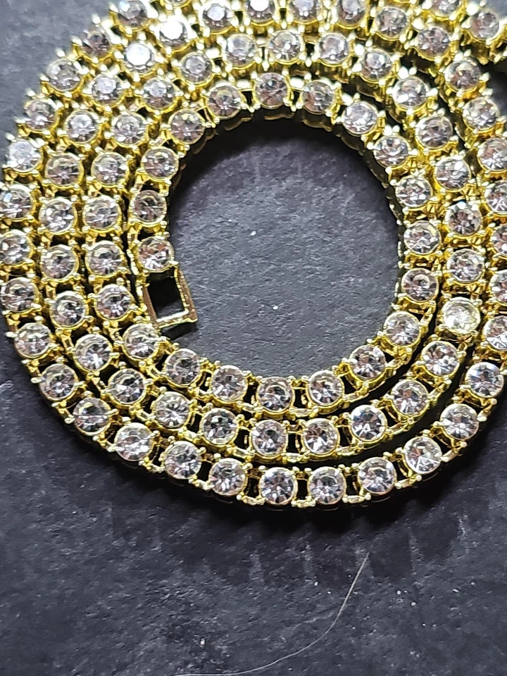 Collar Cartice 4mm Tenis Chapado en Oro 20" Foto 3 de 4