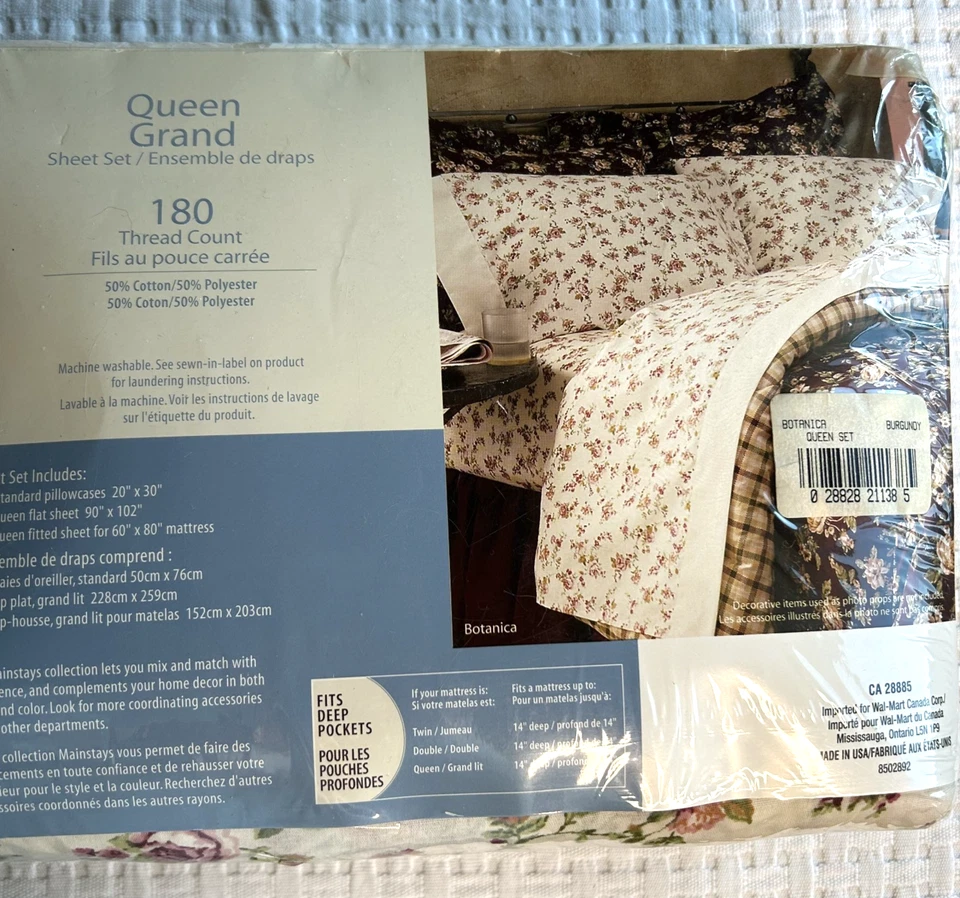 Queen Sheet Set 4 Pieces Pink Rose Floral Cottage Core Botanical Deep Pocket - Image 3 of 4