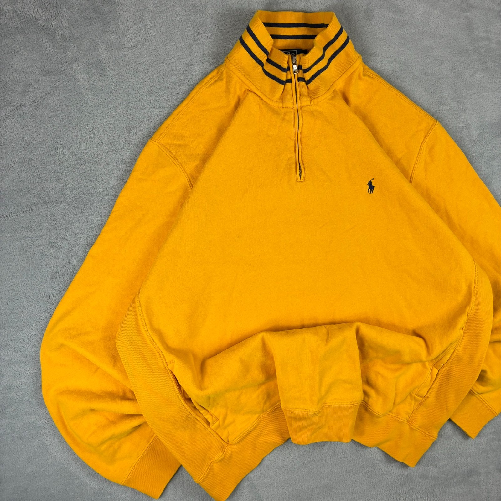 Vintage Polo Ralph Lauren 1990's Yellow Stripe Size XL 1/4 Quarter Zip Jumper image 3