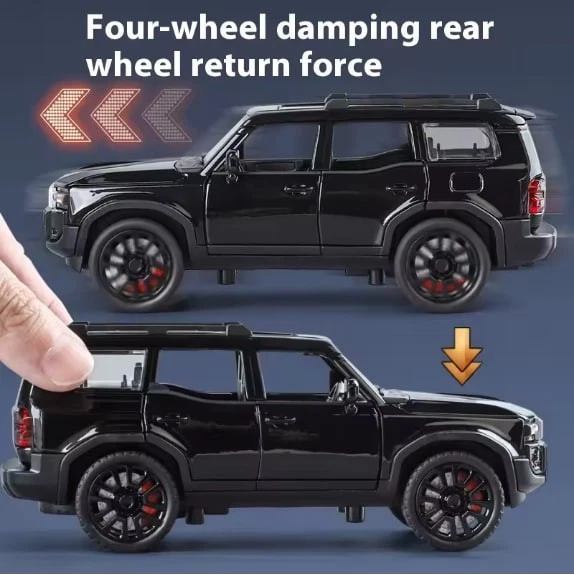 Toyota Prado Land Cruiser 1:32 diecast vehículo todoterreno coche modelo de metal - negro Foto 3 de 4