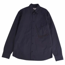 Hermes Shirt Long Sleeve Cotton Top Serie Button Men Navy Used MOLO-0