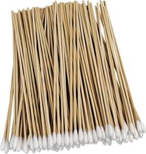 100 Pcs 6 Inch Long Bamboo Cotton Swabs with Wooden Handles-Cotton Tip