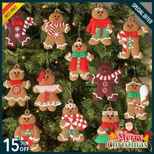 12Pcs Gingerbread Man Ornaments for Christmas Tree, Assorted Gingerbread Figurin