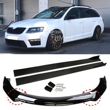 Für Skoda Octavia RS Glänz Frontspoiler Spoilerschwert Lippe + Seitenschweller