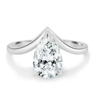 2 Ct VVS1"- White D Pear Cut Moissanite Engagement Solitaire Silver Ring Size 7