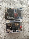 Star Wars Funko Pop Lot of 3- Darth Maul 09, Dooku Vs. Anakin 2 Pack, Boba 480