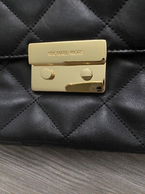 Michael Kors Sloan Large Quilted Black Chain Leather Shoulder Bag