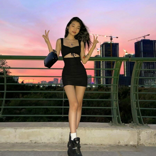 Sexy Mini Dress Women Spaghetti Strap Hollow Out Sleeveless Slim Sheath Summer - Picture 5 of 7