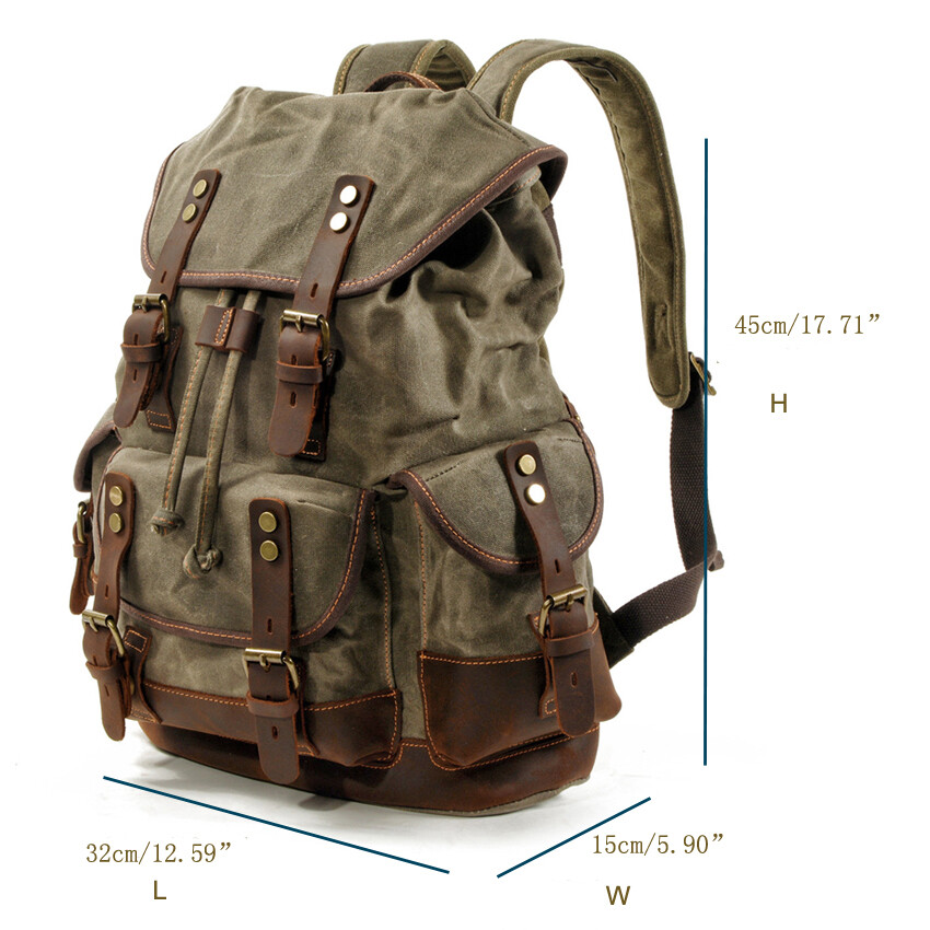 Vintage Canvas Backpack Casual Leather Bags Outdoor Shoulder