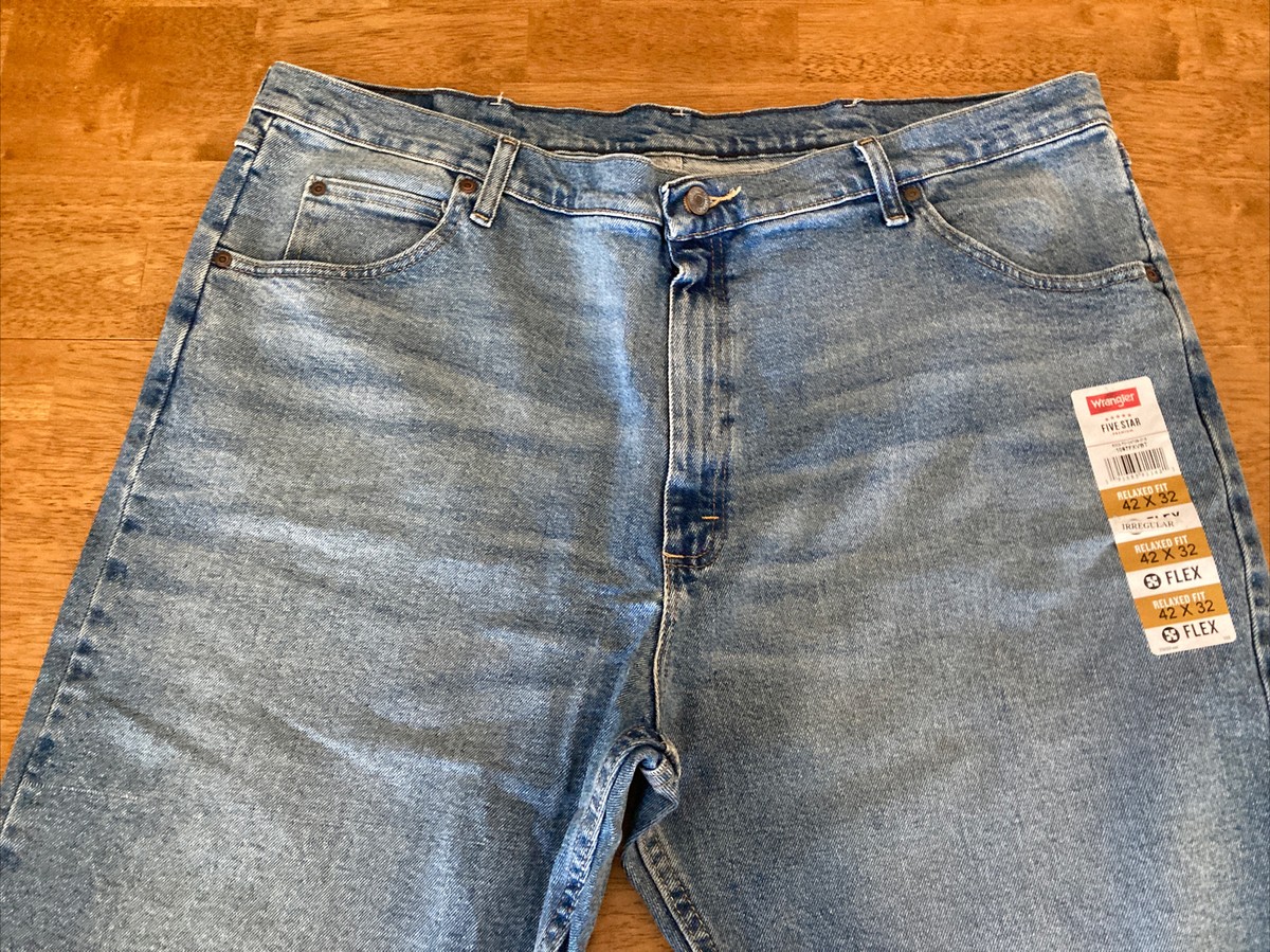 NEW Wrangler Five Star Denim Men's 42x32 Relaxed Fit Jeans