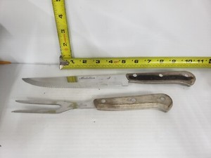 Vintage Medallion Carving Set Serrated Carving Knife  Fork