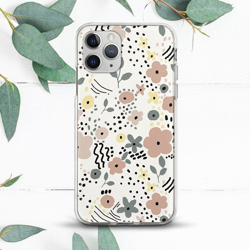 Boho Floral Abstract Leaves Dots Case For iPhone X SE 11 12 13 14 15 Pro  Max XR