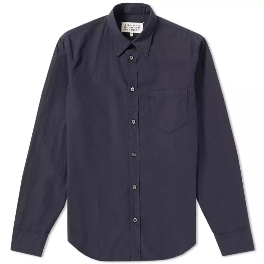 Maison Martin Margiela 10 garment basic navy button shirt l/s garment dye poplin